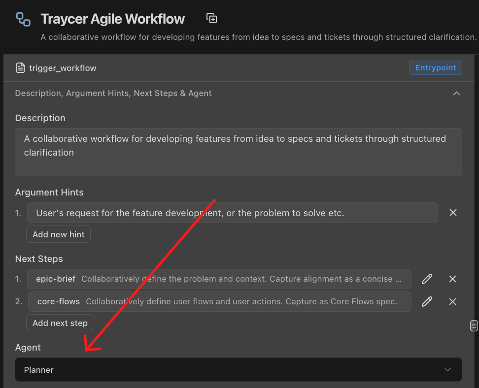 Agent mode selection in workflows