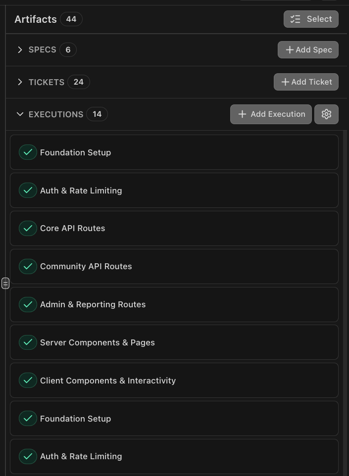 Executions tracking in Epic view